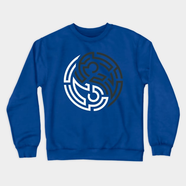 Yin Yang Maze Crewneck Sweatshirt by Mako Design 